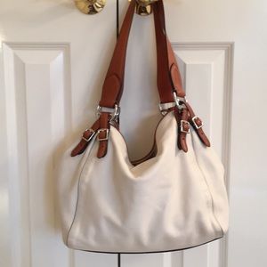White and brown leather Polo Ralph Lauren bag